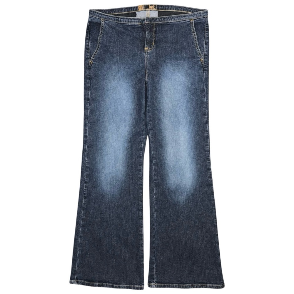 VTG 90s L.E.I. Wide Leg Jeans Sz 11 Y2K No Belt Loops Mid Rise Distressed Wash